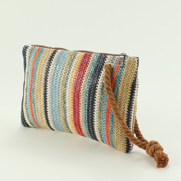 Multicolor Colorblock Tasseled Décor Straw Bag - Picture 2 of 6